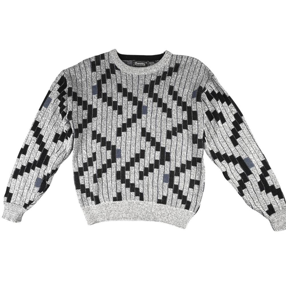 Townsley Mens Geometric Pattern Knit Sweater Crew Neck Long Sleeve Acrylic XL